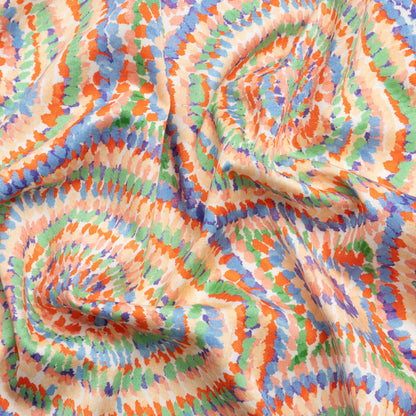 Stretch Cotton Sateen - Orange and Green Circles - Mood Exclusive Tidal Dye Print