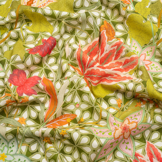 Linen and Rayon Woven - Pink and Green Floral - Mood Exclusive Privy Ivy Print