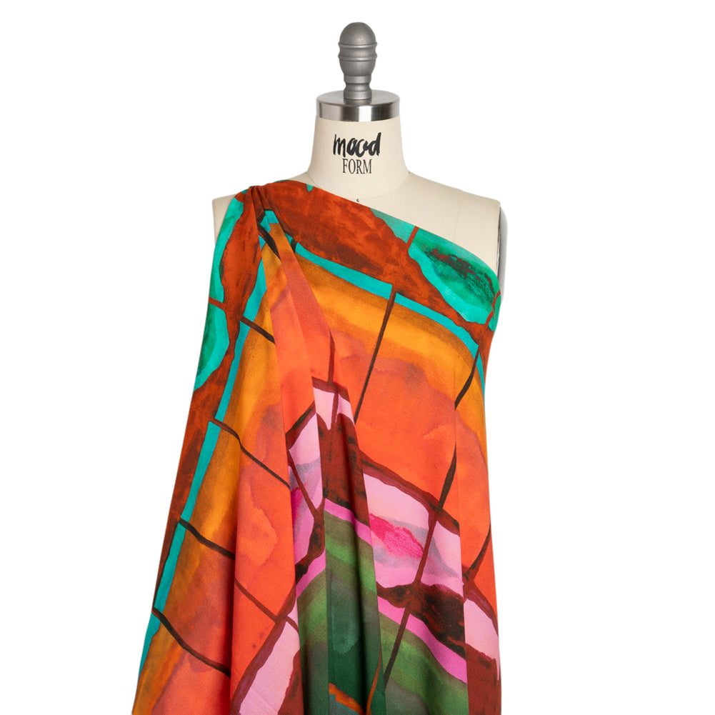Viscose Crepe - Landscape Blocks - Mood Exclusive Take Me Home Print - Drape