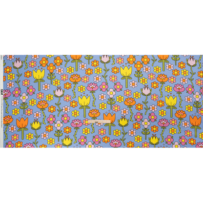Stretch Cotton Sateen - Blue, Yellow and Purple Simple Floral - Mood Exclusive Atari Acres Print
