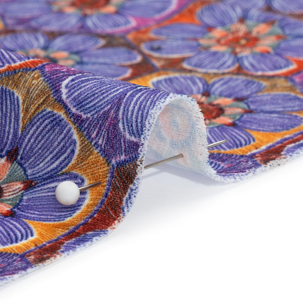 Luxe Polyester Crepe - Purple Honeycomb Florals - Mood Exclusive Bloom Honey Bloom Print - Detail