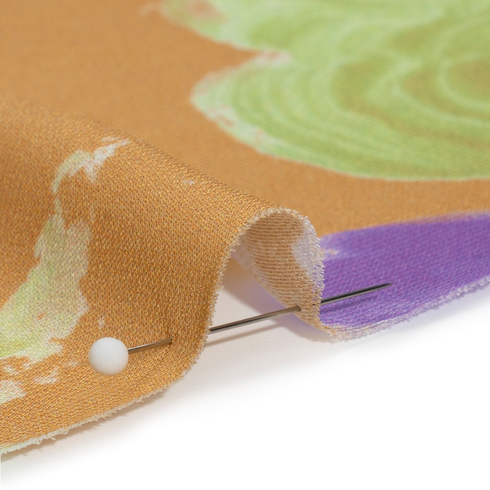 Viscose Crepe - Orange, Purple and Lime Brushstrokes - Mood Exclusive Tulip Impermanence Print - Detail