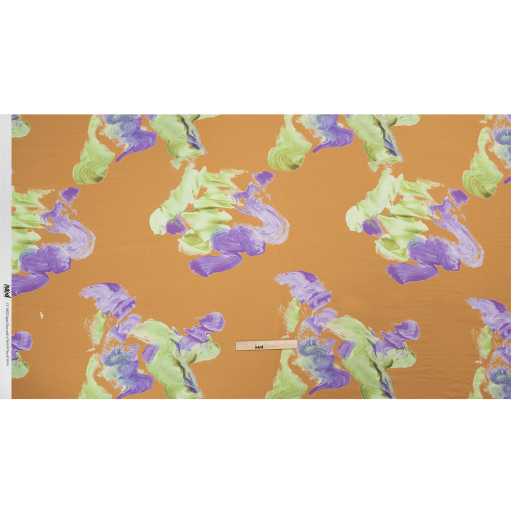 Viscose Crepe - Orange, Purple and Lime Brushstrokes - Mood Exclusive Tulip Impermanence Print - Full