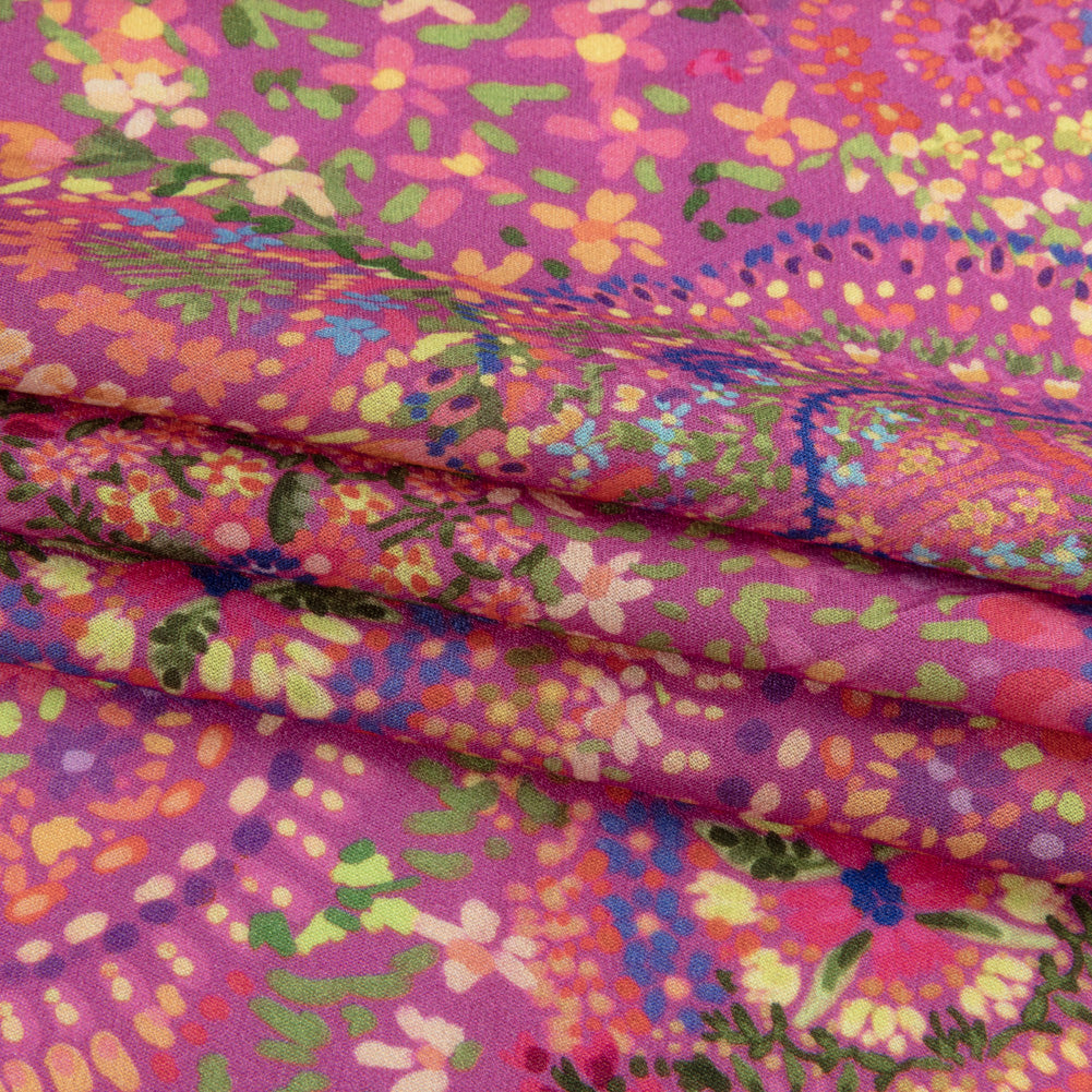 Sustainable Viscose Crepe - Pink Paisley - Amsterdam Market Print - Mood Exclusive Gisele Collection - Folded