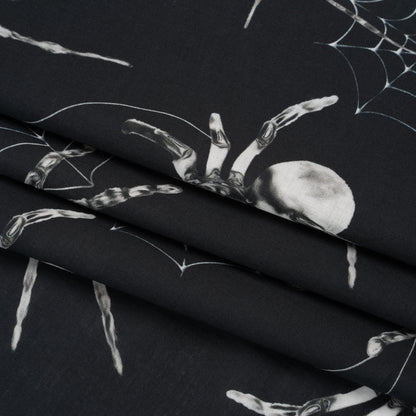 Cotton Voile - Black and White Spiders - Mood Exclusive Tantalizing Tarantulas Print Folded