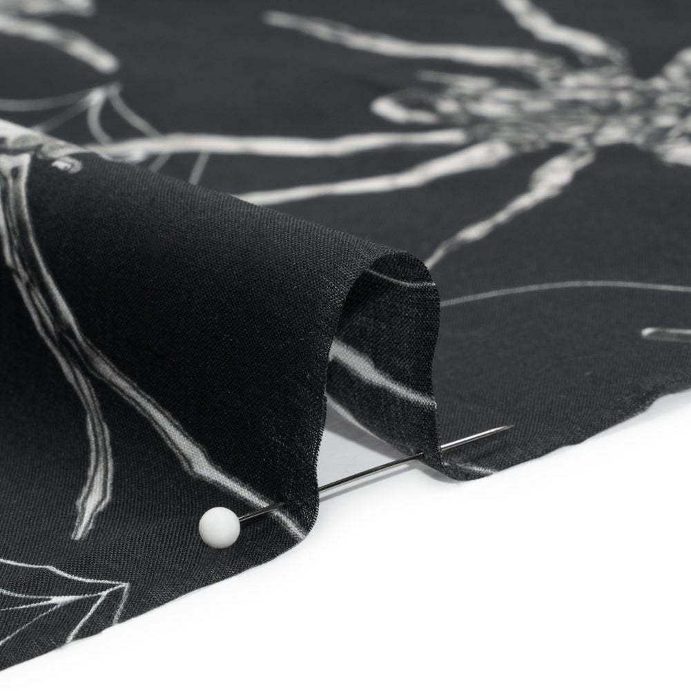 Cotton Voile - Black and White Spiders - Mood Exclusive Tantalizing Tarantulas Print Detail