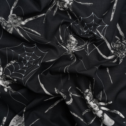 Cotton Voile - Black and White Spiders - Mood Exclusive Tantalizing Tarantulas Print