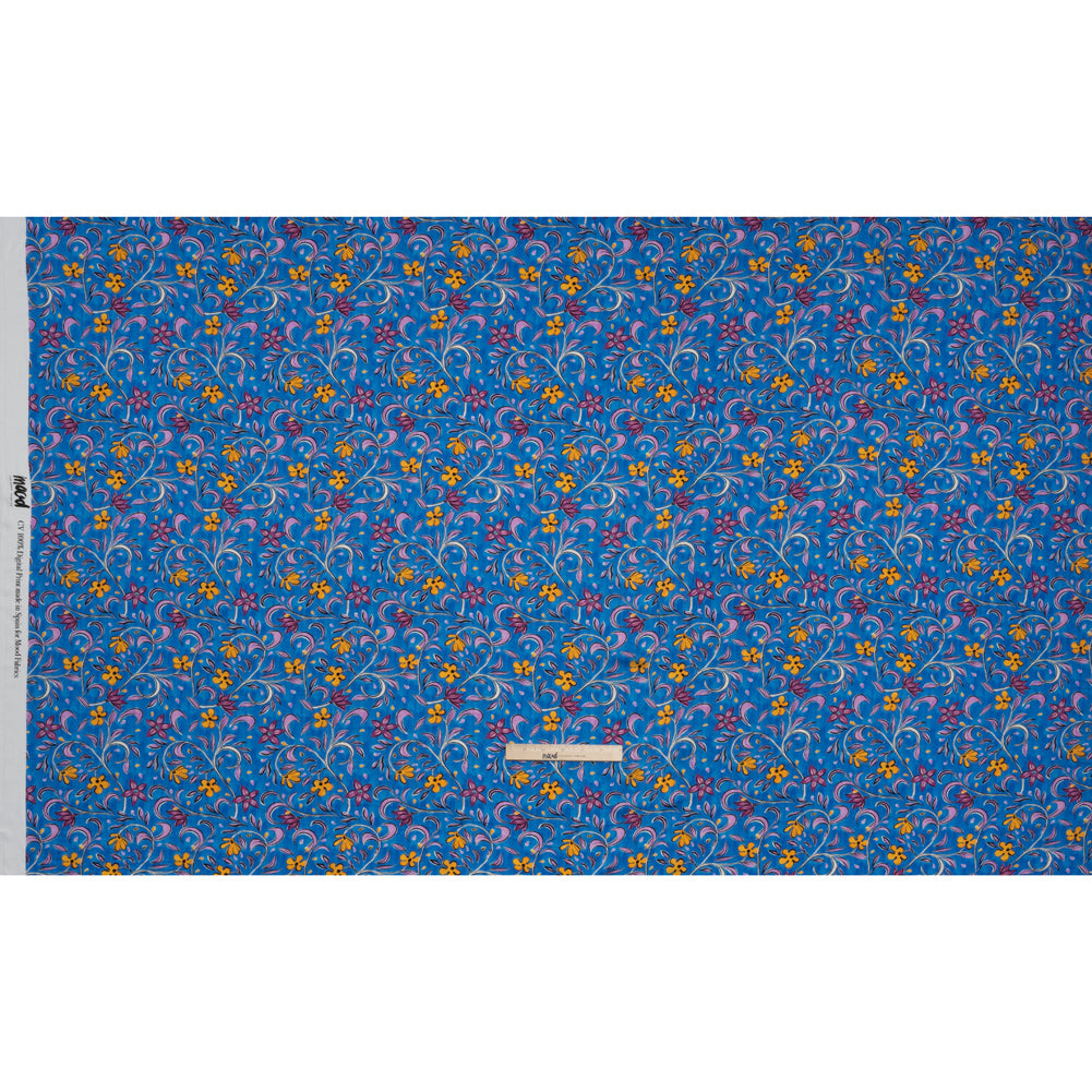 Rayon Challis - Blue and Yellow Floral - Apollo's Laurel Print - Mood Exclusive Chariot Collection - Full