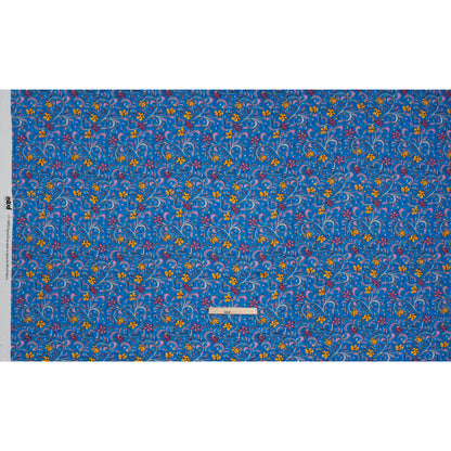 Rayon Challis - Blue and Yellow Floral - Apollo's Laurel Print - Mood Exclusive Chariot Collection