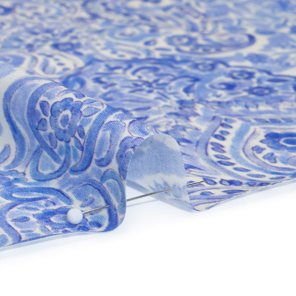 Rayon Challis Panel - Blue Paisley Floral - Sicilian Summer Print - Mood Exclusive Chariot Collection - Detail