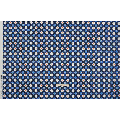 Stretch Cotton Sateen - Blue and Orange Geometric - Santorini Spritz Print - Mood Exclusive Chariot Collection