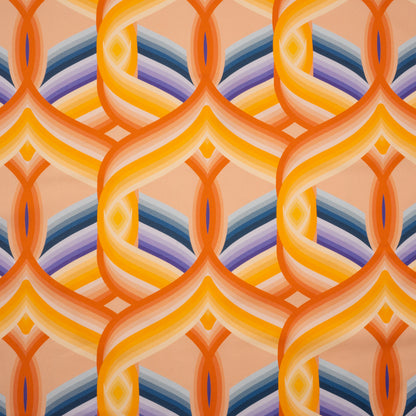Stretch Cotton Sateen - Orange, Blue and Purple Abstract Lines - Iris's Message Print - Mood Exclusive Chariot Collection