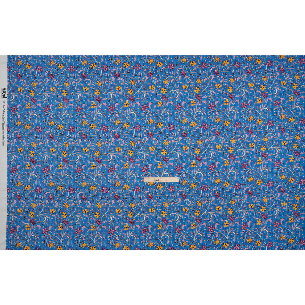 Stretch Cotton Sateen - Blue and Yellow Floral - Apollo's Laurel Print - Mood Exclusive Chariot Collection - Full