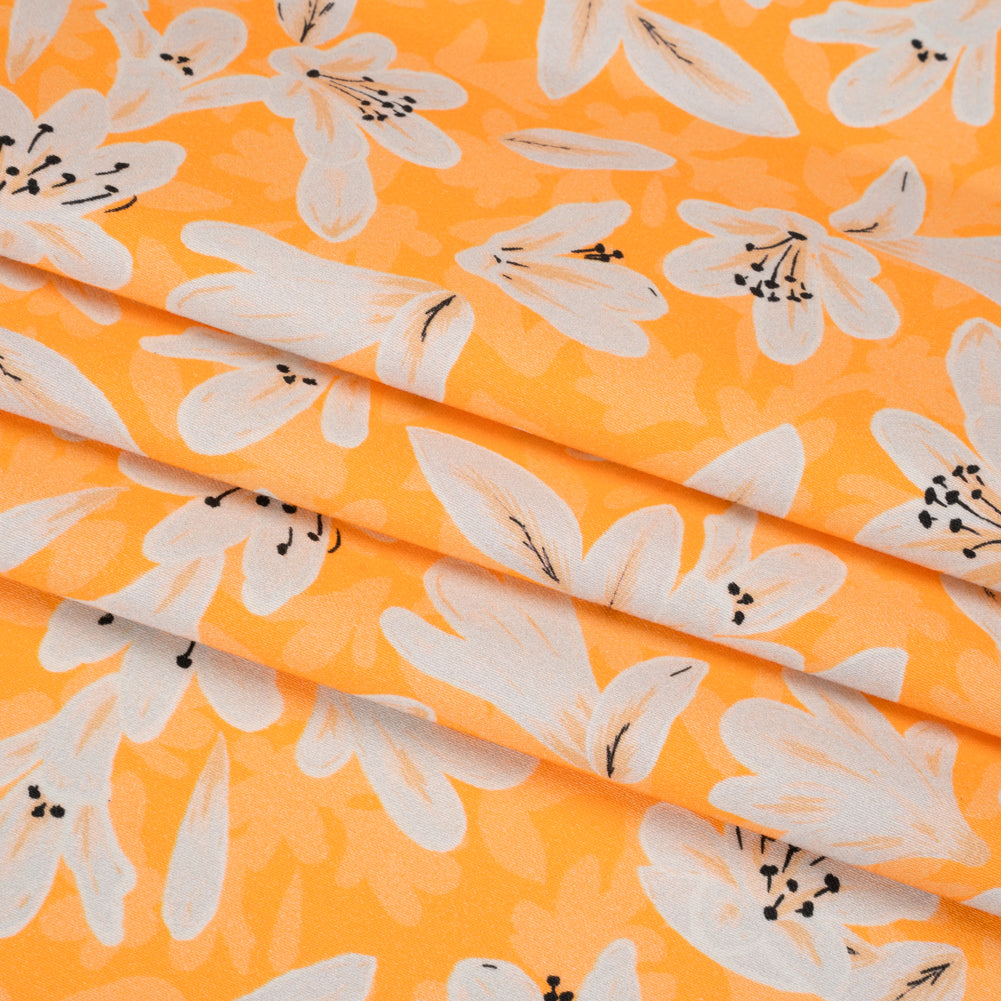 Stretch Cotton Sateen - Yellow Floral - Daybreak Bloom Print - Mood Exclusive Chariot Collection - Folded