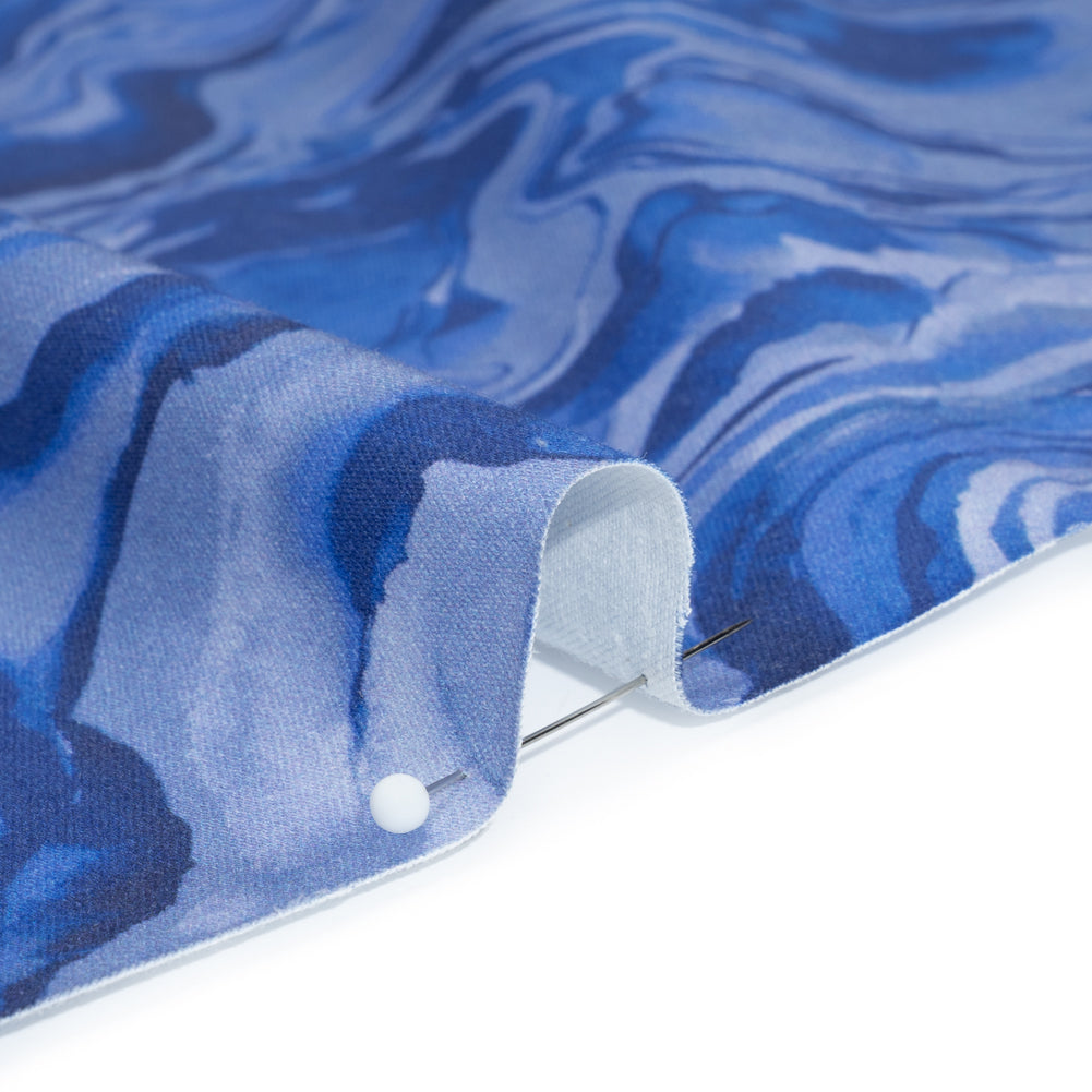 Stretch Cotton Sateen - Blue Abstract - Skyscape Print - Mood Exclusive Chariot Collection - Detail