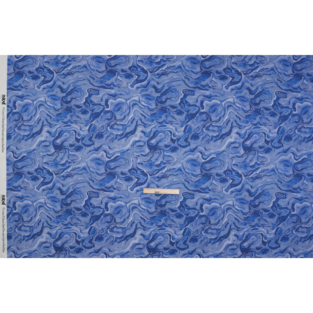 Stretch Cotton Sateen - Blue Abstract - Skyscape Print - Mood Exclusive Chariot Collection - Full