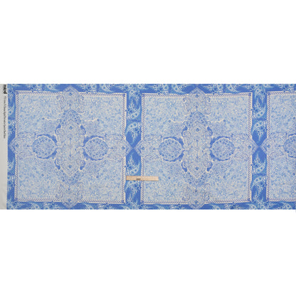 Stretch Cotton Sateen Panel - Blue Paisley Floral - Sicilian Summer Print - Mood Exclusive Chariot Collection
