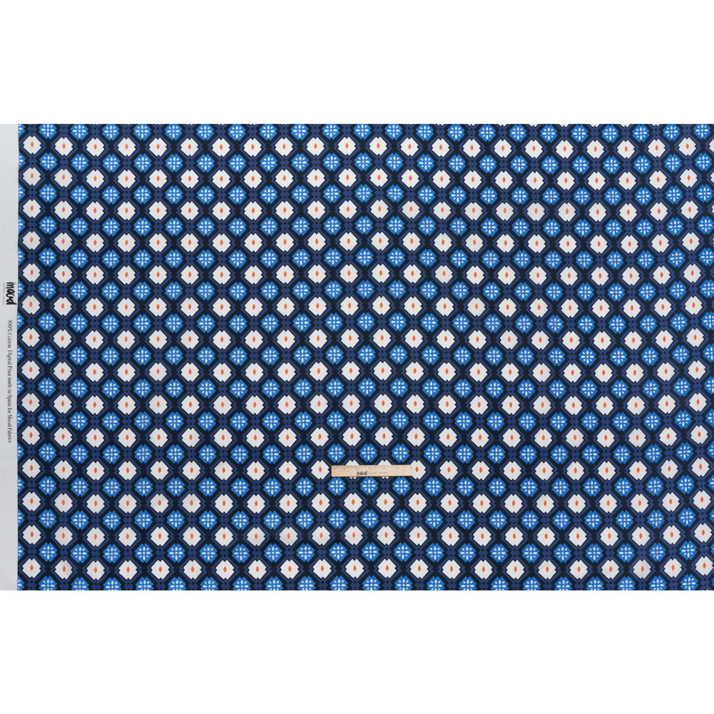 Cotton Voile - Blue and Orange Geometric - Santorini Spritz Print - Mood Exclusive Chariot Collection - Full