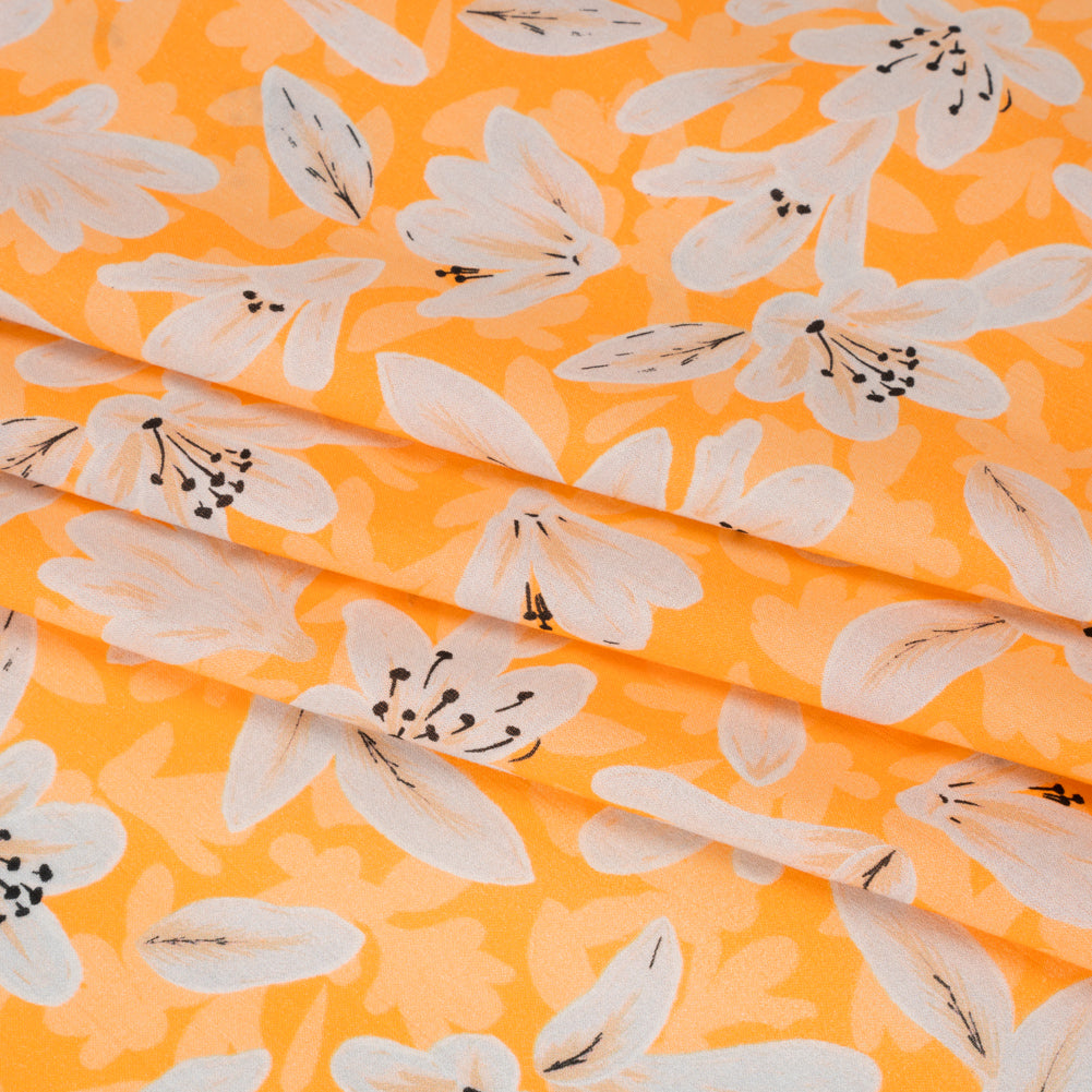 Cotton Voile - Yellow Floral - Daybreak Bloom Print - Mood Exclusive Chariot Collection - Folded
