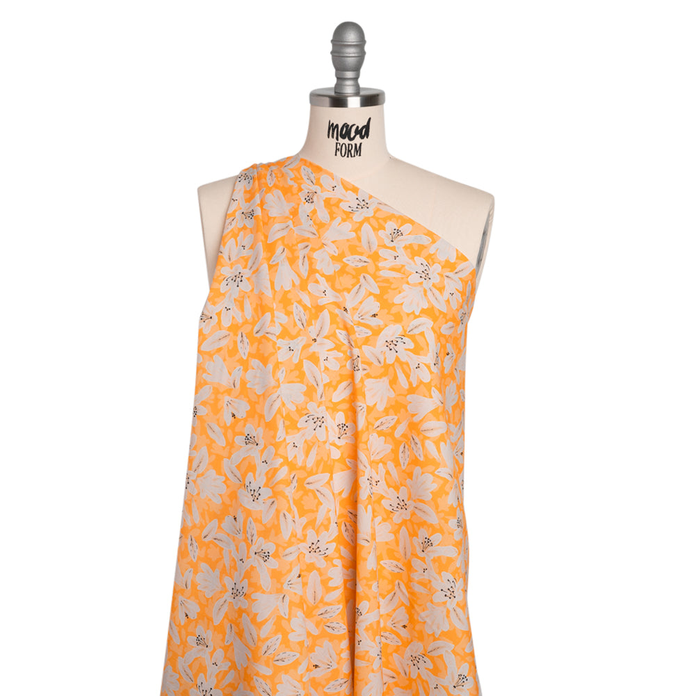 Cotton Voile - Yellow Floral - Daybreak Bloom Print - Mood Exclusive Chariot Collection - Drape
