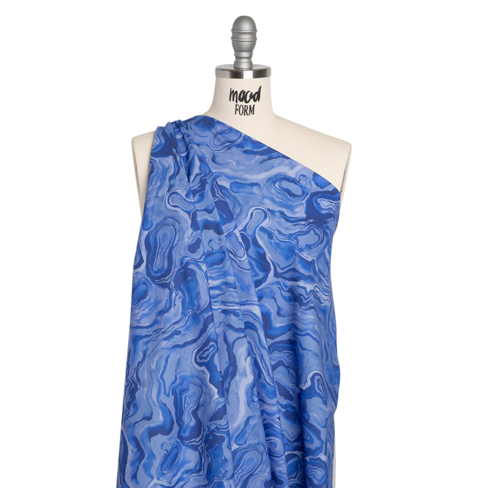 Cotton Voile - Blue Abstract - Skyscape Print - Mood Exclusive Chariot Collection - Drape