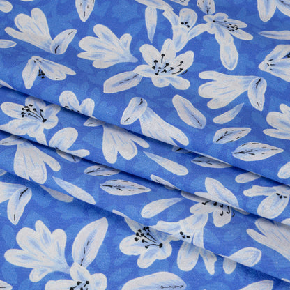 Linen-Rayon Woven - Blue Floral - Daybreak Bloom Print - Mood Exclusive Chariot Collection