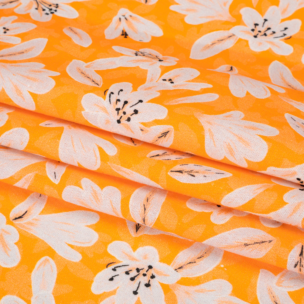 Linen-Rayon Woven - Yellow Floral - Daybreak Bloom Print - Mood Exclusive Chariot Collection - Folded