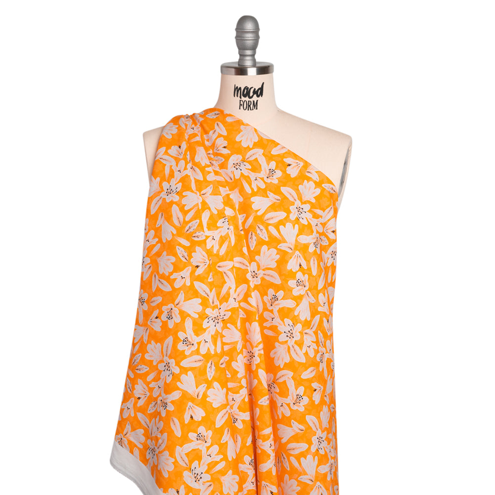 Linen-Rayon Woven - Yellow Floral - Daybreak Bloom Print - Mood Exclusive Chariot Collection - Drape