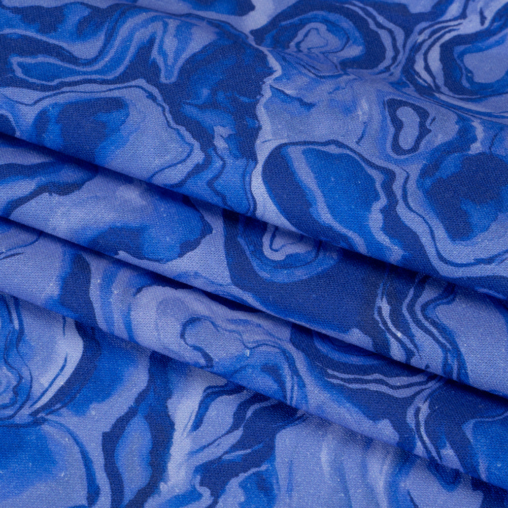 Linen-Rayon Woven - Blue Abstract - Skyscape Print - Mood Exclusive Chariot Collection - Folded