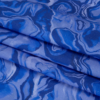 Linen-Rayon Woven - Blue Abstract - Skyscape Print - Mood Exclusive Chariot Collection