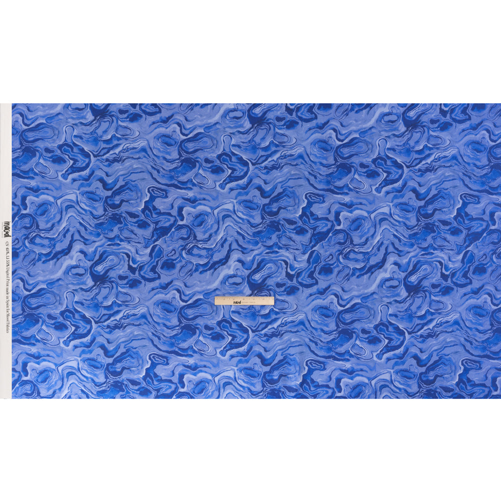 Linen-Rayon Woven - Blue Abstract - Skyscape Print - Mood Exclusive Chariot Collection - Full