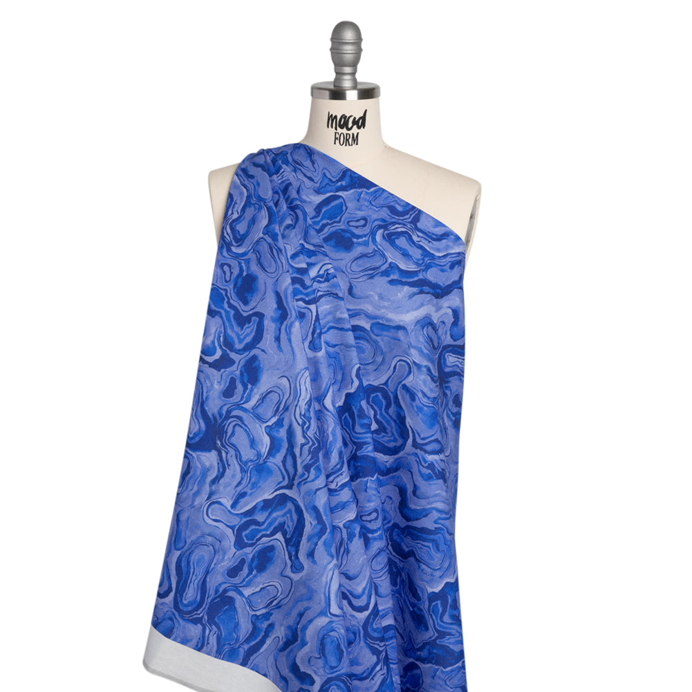 Linen-Rayon Woven - Blue Abstract - Skyscape Print - Mood Exclusive Chariot Collection - Drape