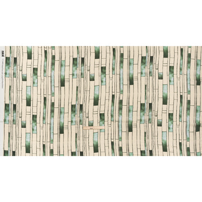 Rayon Challis - Green and Cream Geometric Blocks - Cliffside Climb Print - Mood Exclusive Acadia Collection