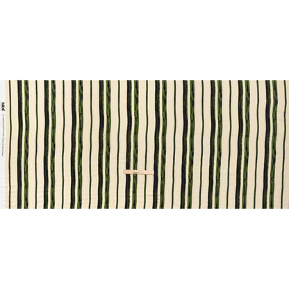 Rayon Challis - Cream and Green Painted Stripes - Verdant Trail Print - Mood Exclusive Acadia Collection