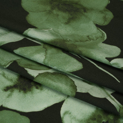 Rayon Challis - Green Painterly Flowers - Coastal Clover Print - Mood Exclusive Acadia Collection