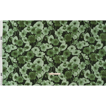 Rayon Challis - Green Painterly Flowers - Coastal Clover Print - Mood Exclusive Acadia Collection