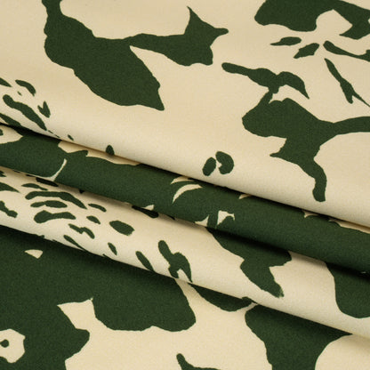 Stretch Cotton Sateen - Hunter Green and Cream Big Floral - Rorschach Rosettes Print - Mood Exclusive Acadia Collection