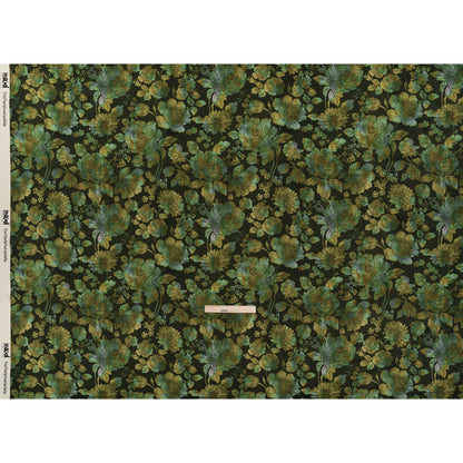 Stretch Cotton Sateen - Green, Olive and Navy Floral - Secret Garden Print - Mood Exclusive Acadia Collection