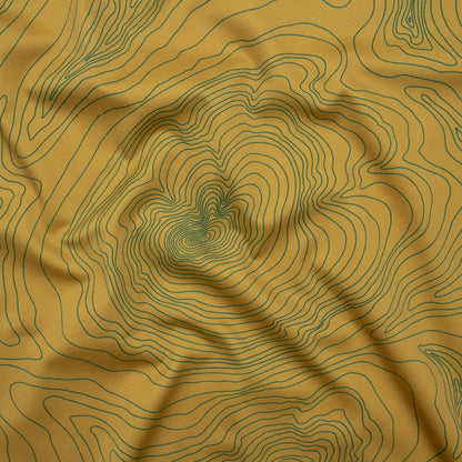 Stretch Cotton Sateen - Olive and Hunter Green Abstract Lines - Topographic Map Print - Mood Exclusive Acadia Collection