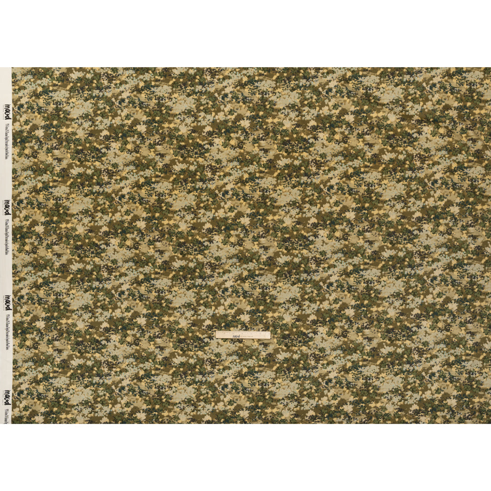 Stretch Cotton Sateen - Olive, Green and Beige Abstract Dots - Forest Lookout Print - Mood Exclusive Acadia Collection - Full