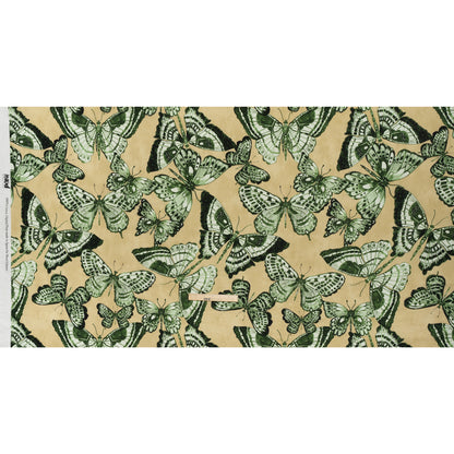 Cotton Voile - Green and Cream Butterflies - Monarch Mountain Print - Mood Exclusive Acadia Collection