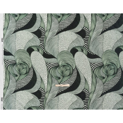 Cotton Voile - Dark Green and White Doodled Patterns - Forest Fantasy Print - Mood Exclusive Acadia Collection