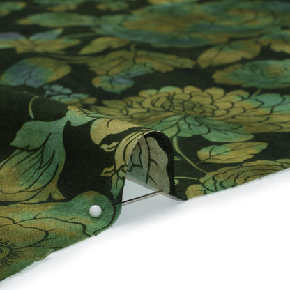Cotton Voile - Green, Olive and Navy Floral - Secret Garden Print - Mood Exclusive Acadia Collection