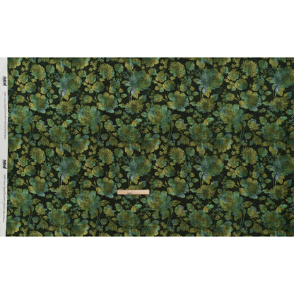 Cotton Voile - Green, Olive and Navy Floral - Secret Garden Print - Mood Exclusive Acadia Collection