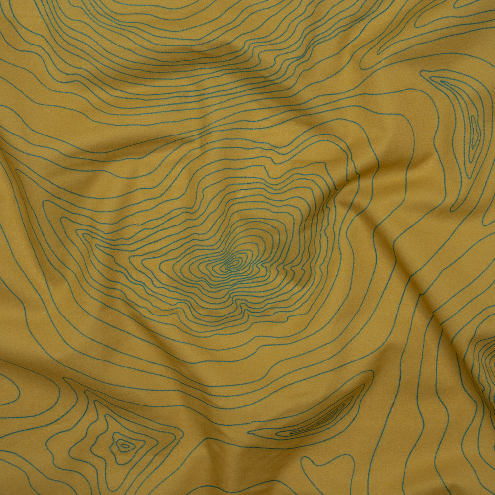 Cotton Voile - Olive and Hunter Green Abstract Lines - Topographic Map Print - Mood Exclusive Acadia Collection