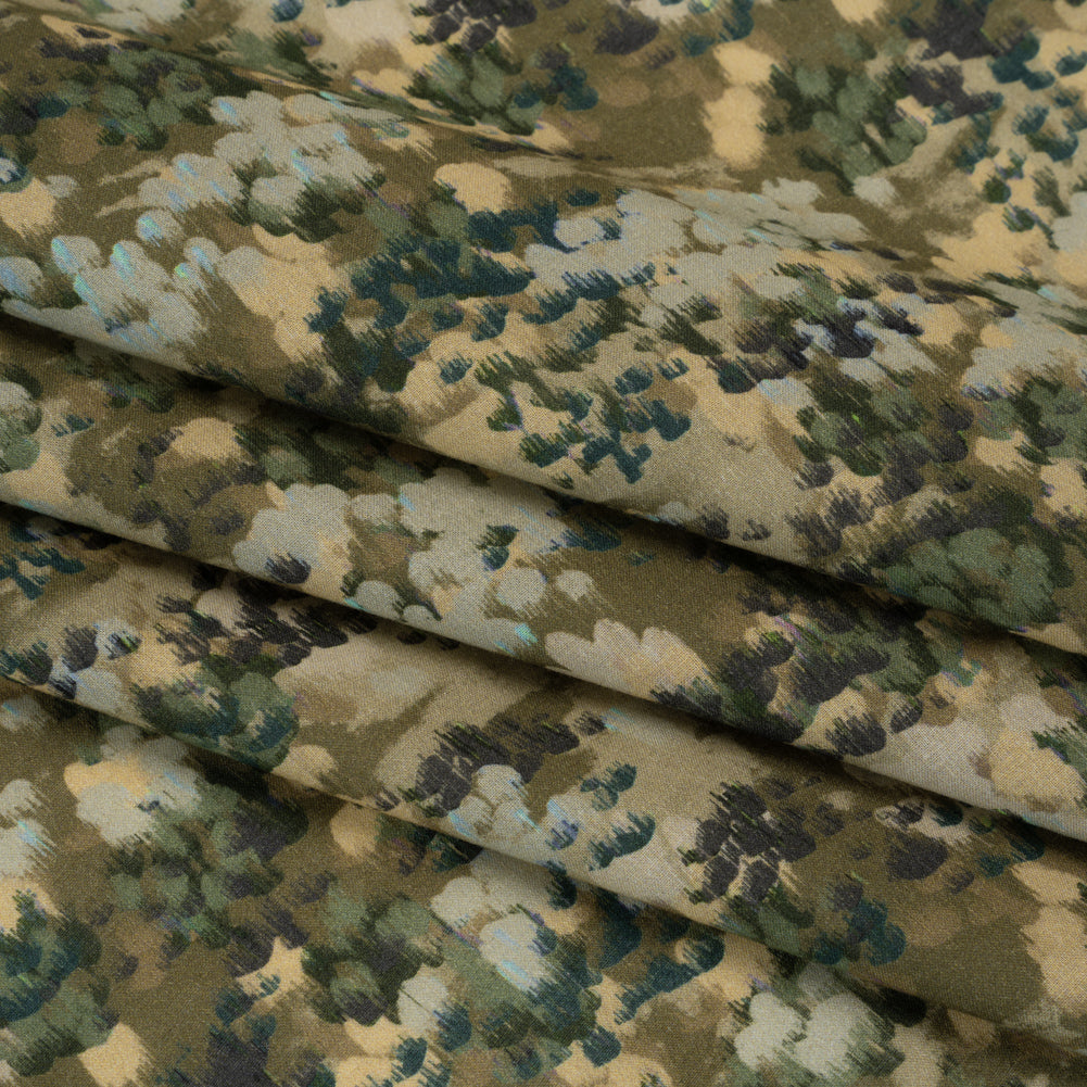 Cotton Voile - Olive, Green and Beige Abstract Dots - Forest Lookout Print - Mood Exclusive Acadia Collection - Folded