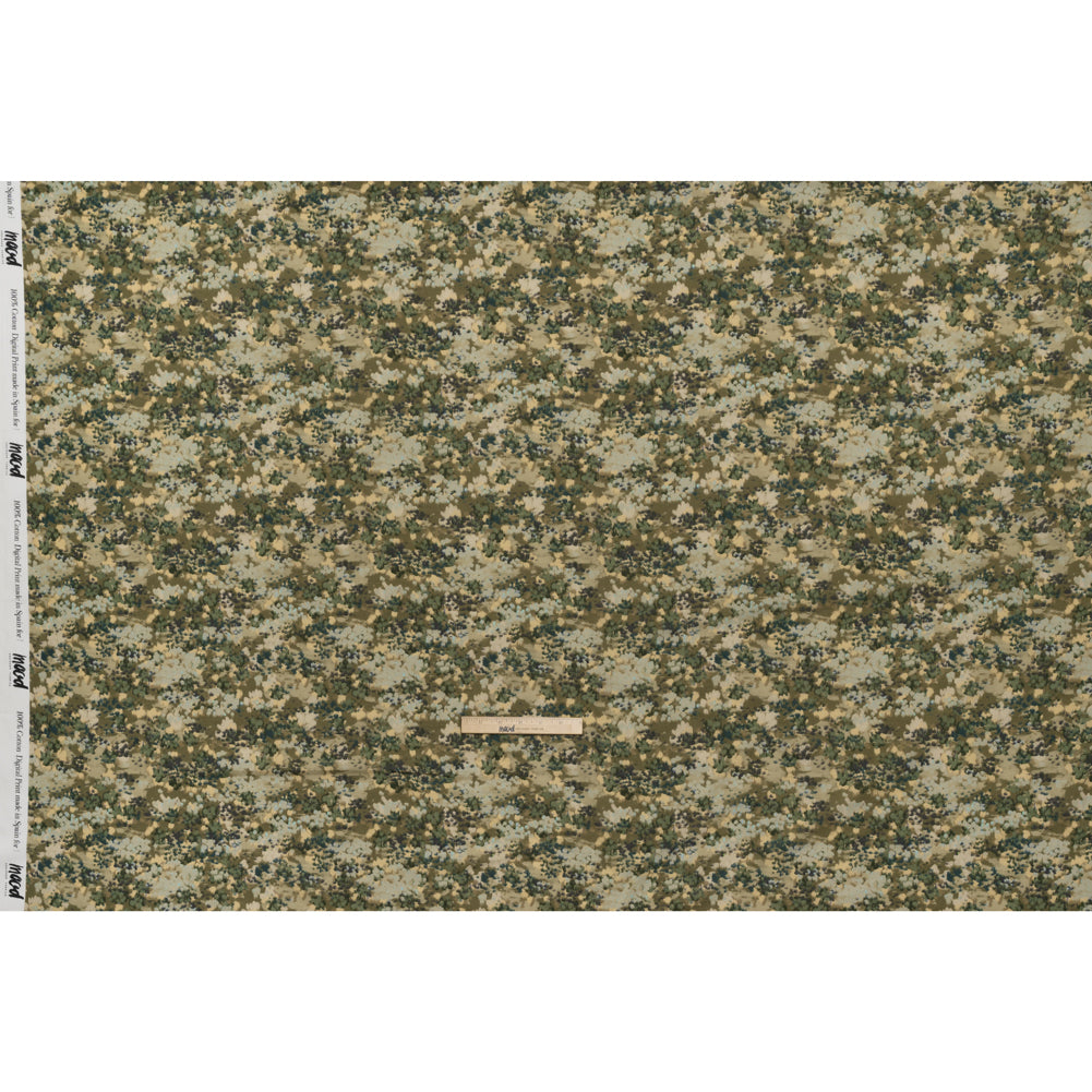 Cotton Voile - Olive, Green and Beige Abstract Dots - Forest Lookout Print - Mood Exclusive Acadia Collection - Full