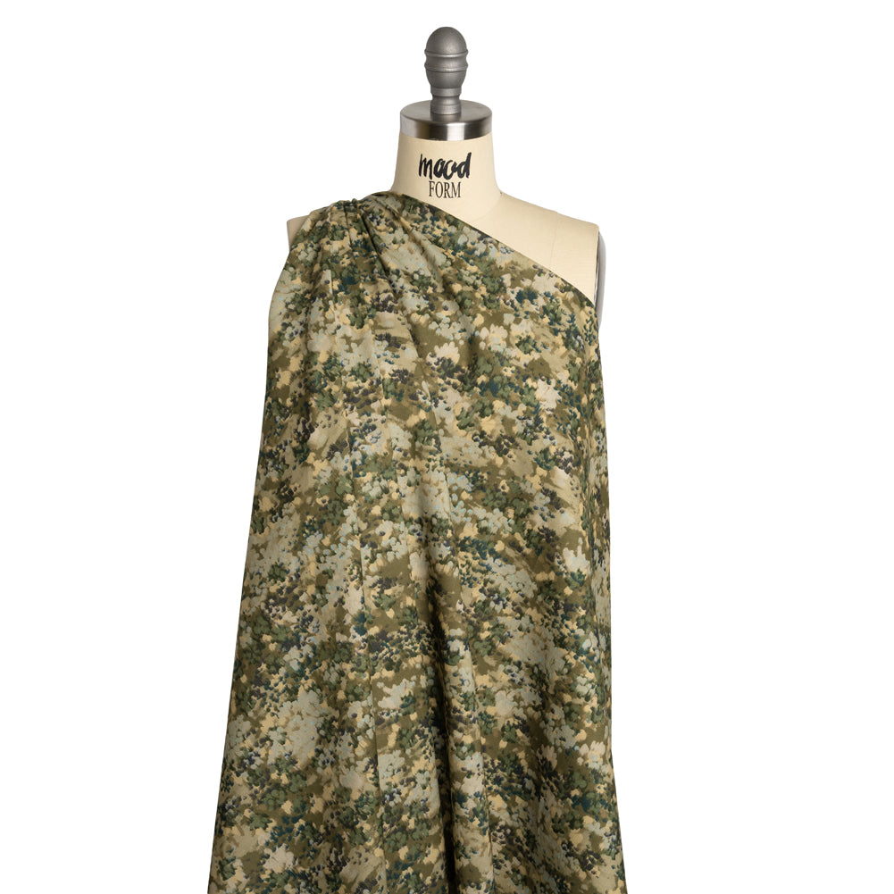 Cotton Voile - Olive, Green and Beige Abstract Dots - Forest Lookout Print - Mood Exclusive Acadia Collection - Drape