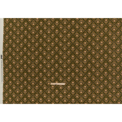 Linen and Rayon Woven - Olive, Hunter Green, and Beige Floral Ogees - Woodland Blooms Print - Mood Exclusive Acadia Collection