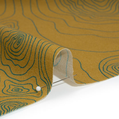 Linen and Rayon Woven - Olive and Hunter Green Abstract Lines - Topographic Map Print - Mood Exclusive Acadia Collection